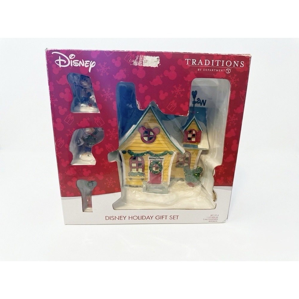 Dept 56 Disney Traditions Holiday Gift Set 4050423L Mickey Minnie Christmas Box
